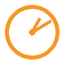 Orange Uhrzeit-Symbol zeigt auf zwei Uhr